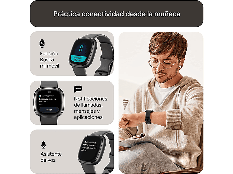 Smartwatch | FITBIT SENSE 2 GRIS GRAFITO, 4.05 cm, Aluminio, Gris