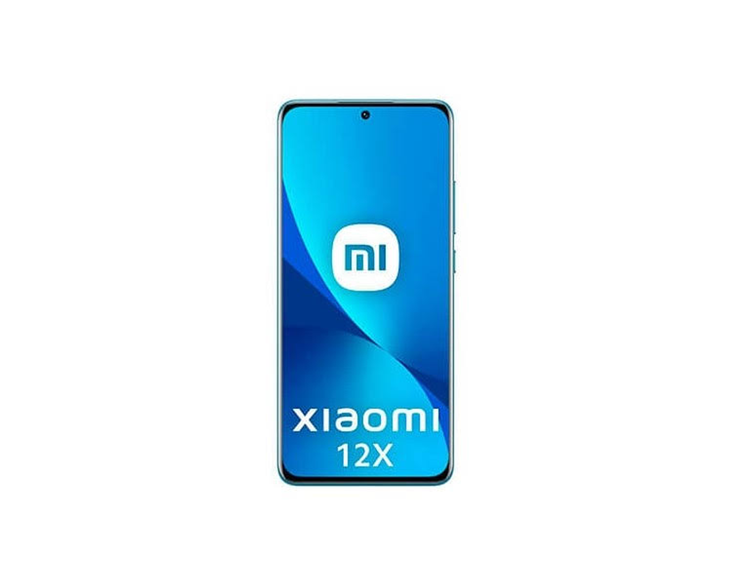 Xiaomi 12X Telefon. Blaues Telefon mit Xiaomi-Logo und Modellnamen.