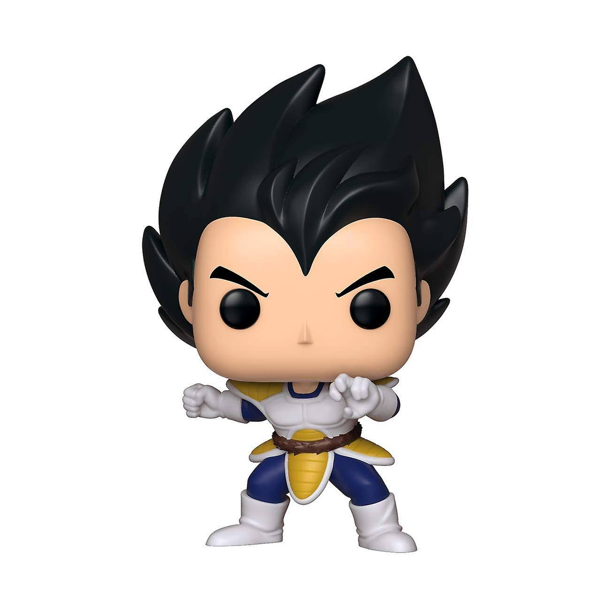 Eine Vegeta Funko Pop Figur, ein Spielzeug in Kampfpose.