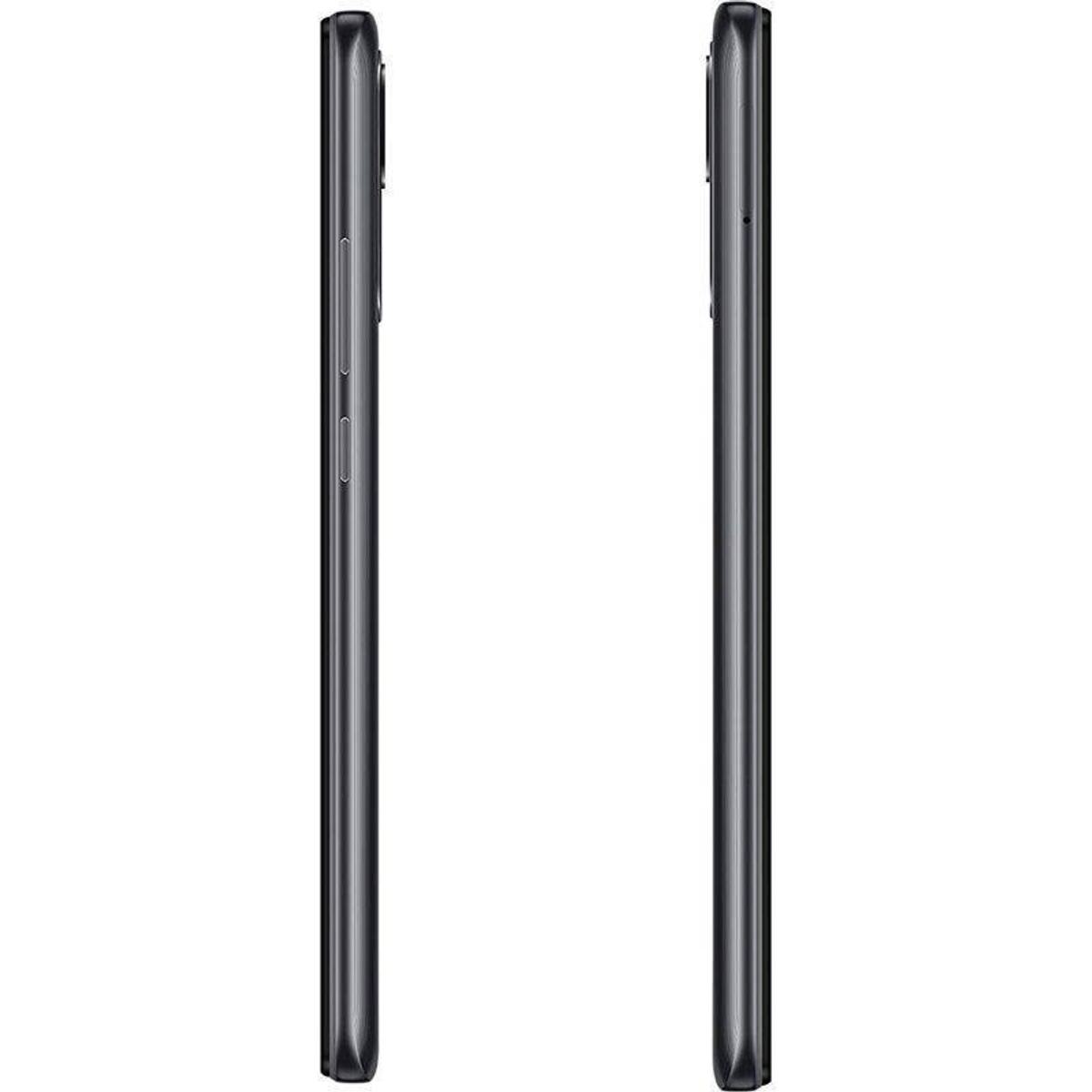 Zwei Handys. Die Telefone sind schwarz und von der Seite gesehen. Die Telefone sind identisch.