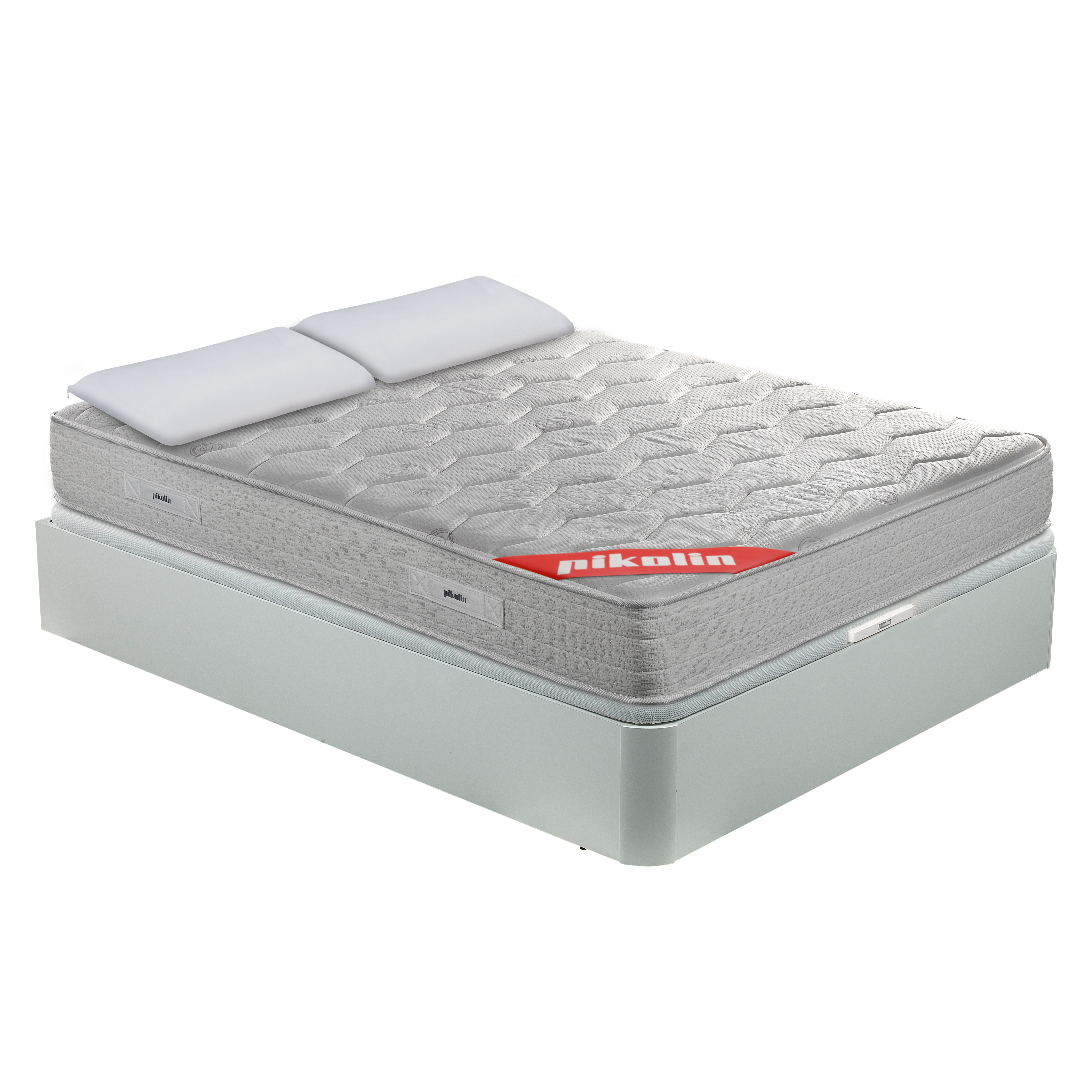 Pikolin Pack Espuma hr 90x190+ canapé base abatible blanco y almohada de fibra incluye subida somier 25 cm 90x190 domicilio montaje