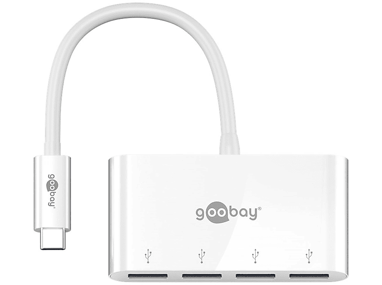 66274 USB-C GOOBAY Hub, Weiß Multiport-Adapter,