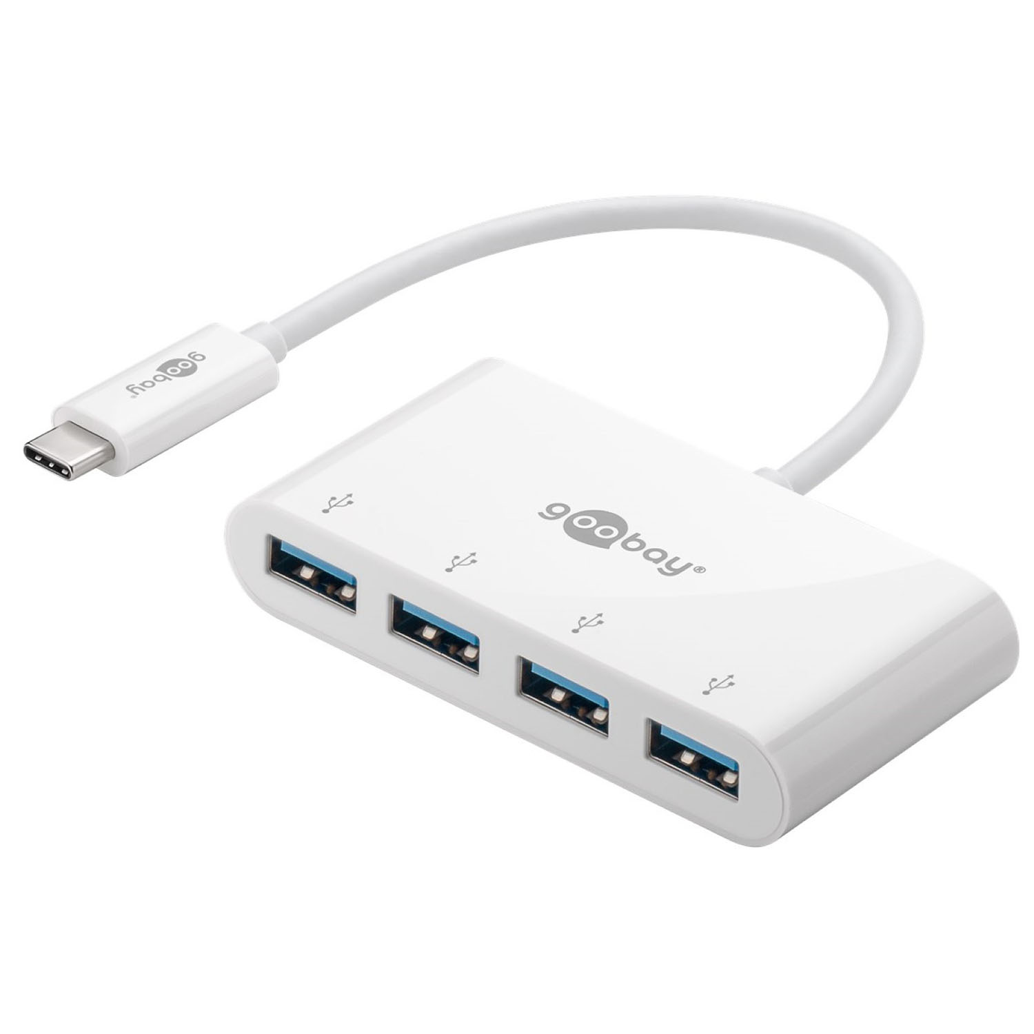 66274 USB-C GOOBAY Hub, Weiß Multiport-Adapter,
