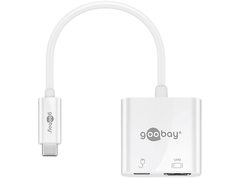 Weitere Preissenkungen! GOOBAY 62110 Adapter HDMI 4k Weiß 60Hz Hub, USB-C PD