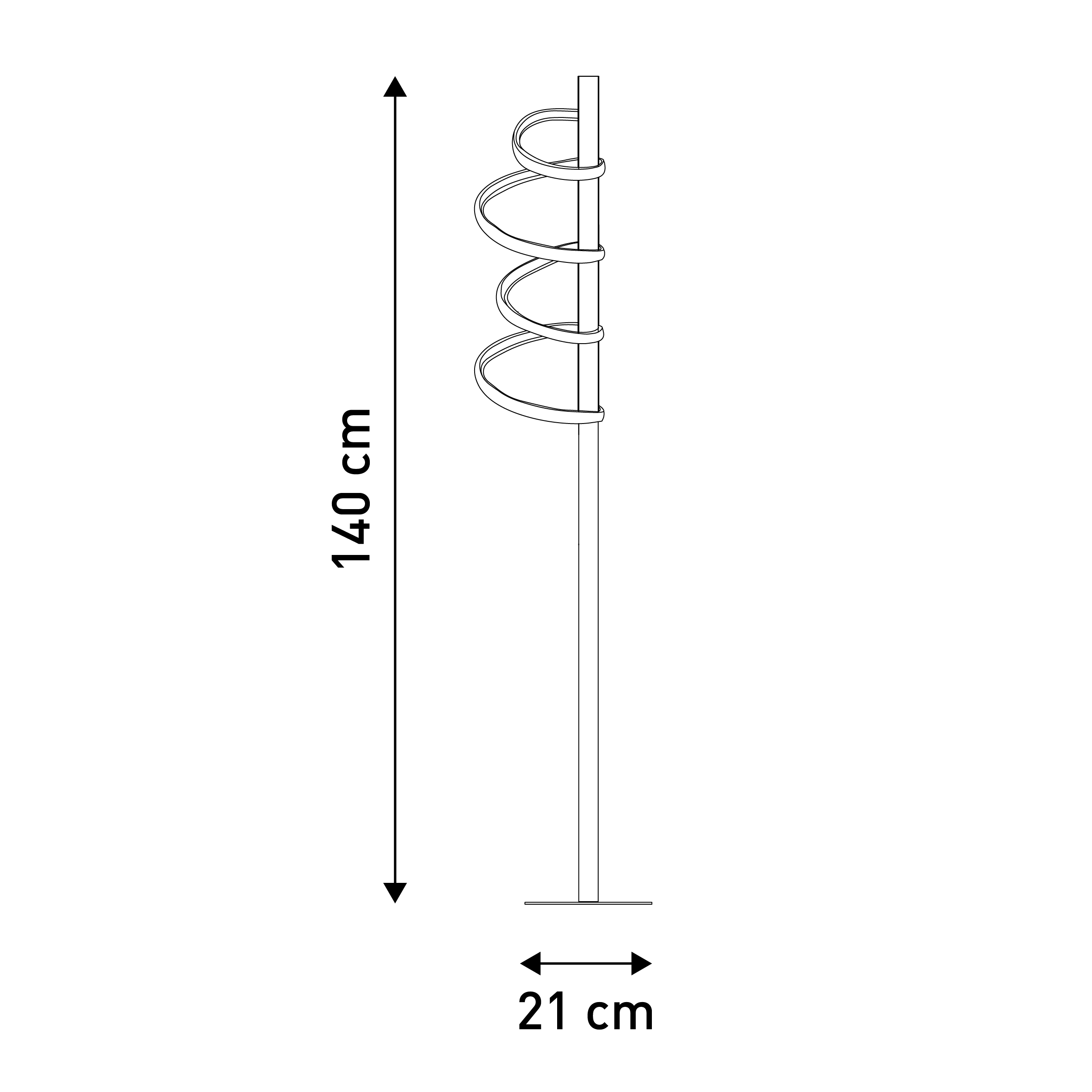 Strichzeichnung eines Fahrradparkständers, mit Abmessungen in Zentimetern.