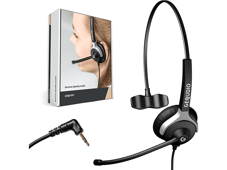 GEQUDIO Headset 1-Ohr mit 2,5mm Klinke, On-ear Headset Schwarz