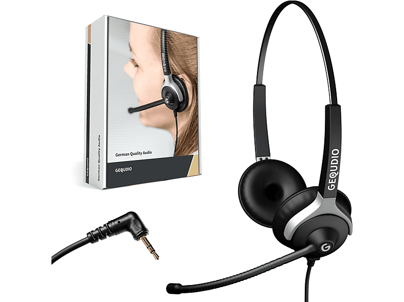 GEQUDIO Headset 2-Ohr mit 2,5mm Klinke, On-ear Headset Schwarz