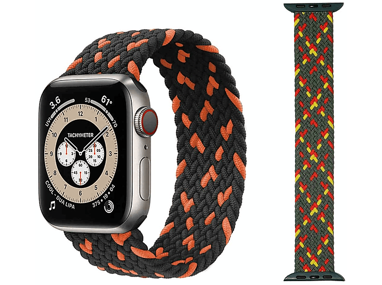 WIGENTO Nylon / Silikon Design Band Größe M, Ersatzarmband, Apple, Watch Series Ultra 1 + 2 49mm 9 / 8 / 7 45 / 6 SE 5 4 44 / 3 2 1 42mm, Muster 20