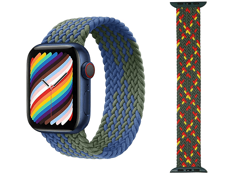 WIGENTO Nylon / Silikon Design 7 Apple, / 44 / 1 2 9 Ultra 4 42mm, SE L, Band 6 8 / Größe + Series 5 Muster Ersatzarmband, 1 2 / 45 3 49mm 15 Watch