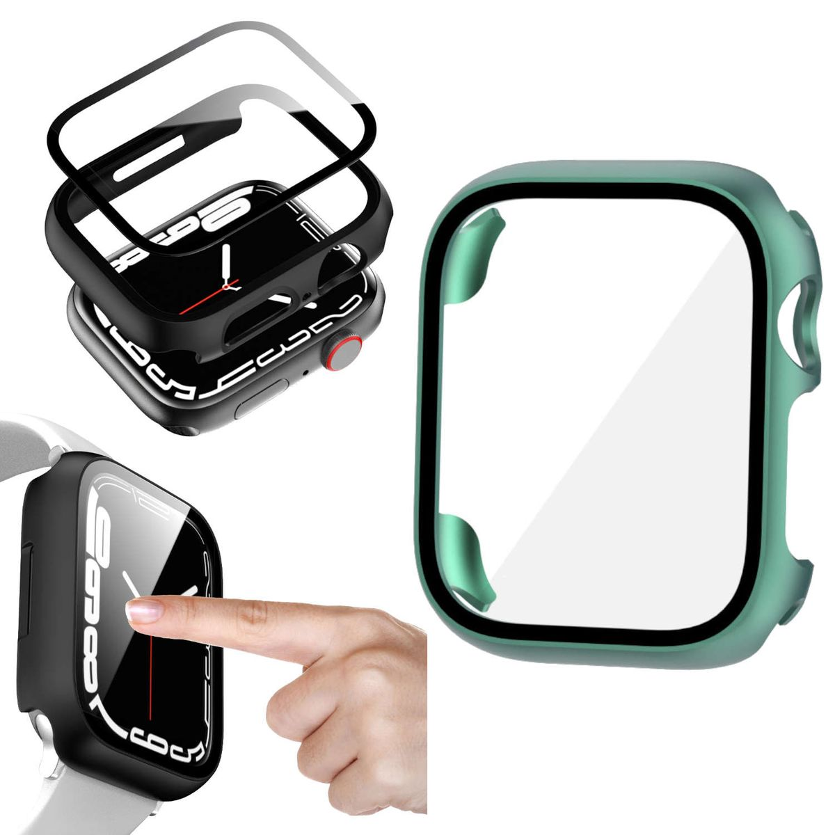 / 2023 Glas 4 Smartwatchhülle(für SE 41mm Apple 40mm) 2022 7 Design 1 Hart 6 in WIGENTO 9 Series und 8 Schock 2 5 Watch H9 Hülle +