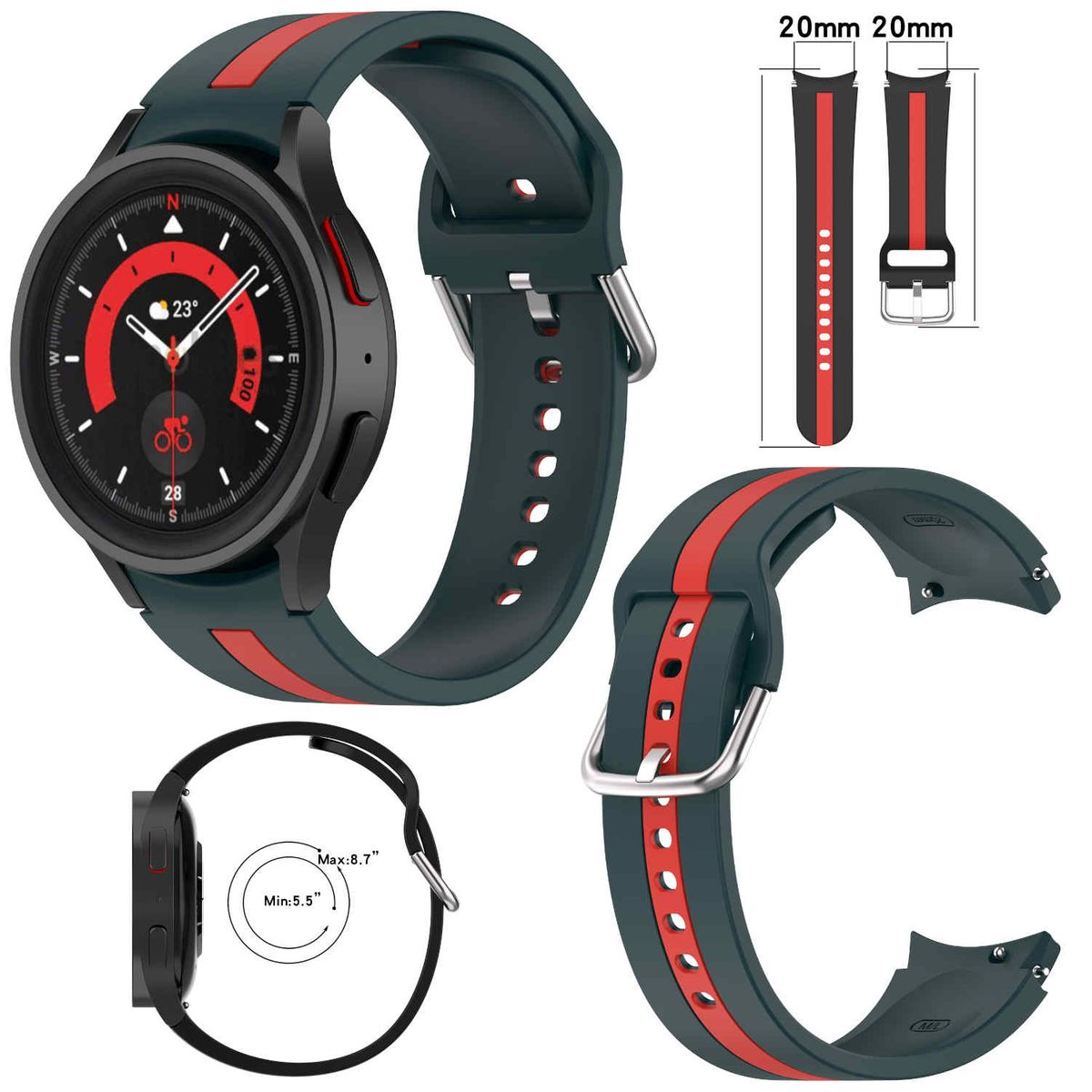 WIGENTO Kunststoff / Silikon Design Watch 44 46 mm Armband, 40 Watch Sport 4 45mm / Watch Pro 43 / 5 47 / mm Ersatzarmband, mm, / 42 / 8 Samsung, 4 6 / Classic Muster 5 6 Galaxy