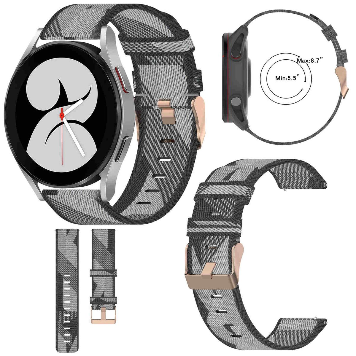 Gewebtes Samsung, Band, mm Ersatzarmband, Galaxy Sport 5 46 Nylon 44 Grau / 42 40 Silikon 45mm / Watch WIGENTO 43 5 mm, / 47 4 6 Pro mm 4 Watch / Watch 6 / / Classic