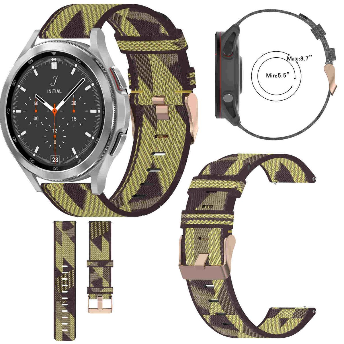 WIGENTO Gewebtes Nylon Armband Sport 5 Watch Galaxy / 6 5 43 4 mm mm / 46 / mm, Classic Gelb 45mm / Watch Watch Band, 6 Ersatzarmband, 4 40 / 42 Pro Samsung, 44 47 
