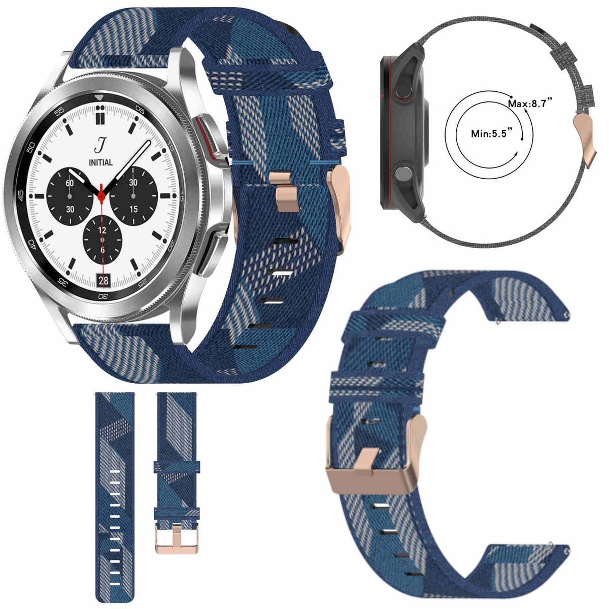 Galaxy / 42 mm 44 Gewebtes Band, Nylon 45mm / Watch / / Sport Watch 43 Armband mm, 4 / 46 mm Watch 6 5 Pro / Ersatzarmband, 5 47 Classic WIGENTO 4 6 Samsung, Blau 40