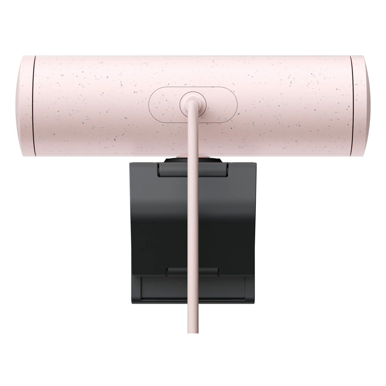 Listwa świetlna z różowym, nakrapianym wykończeniem i czarną podstawą. Różowy kabel łączy listwę z podstawą.