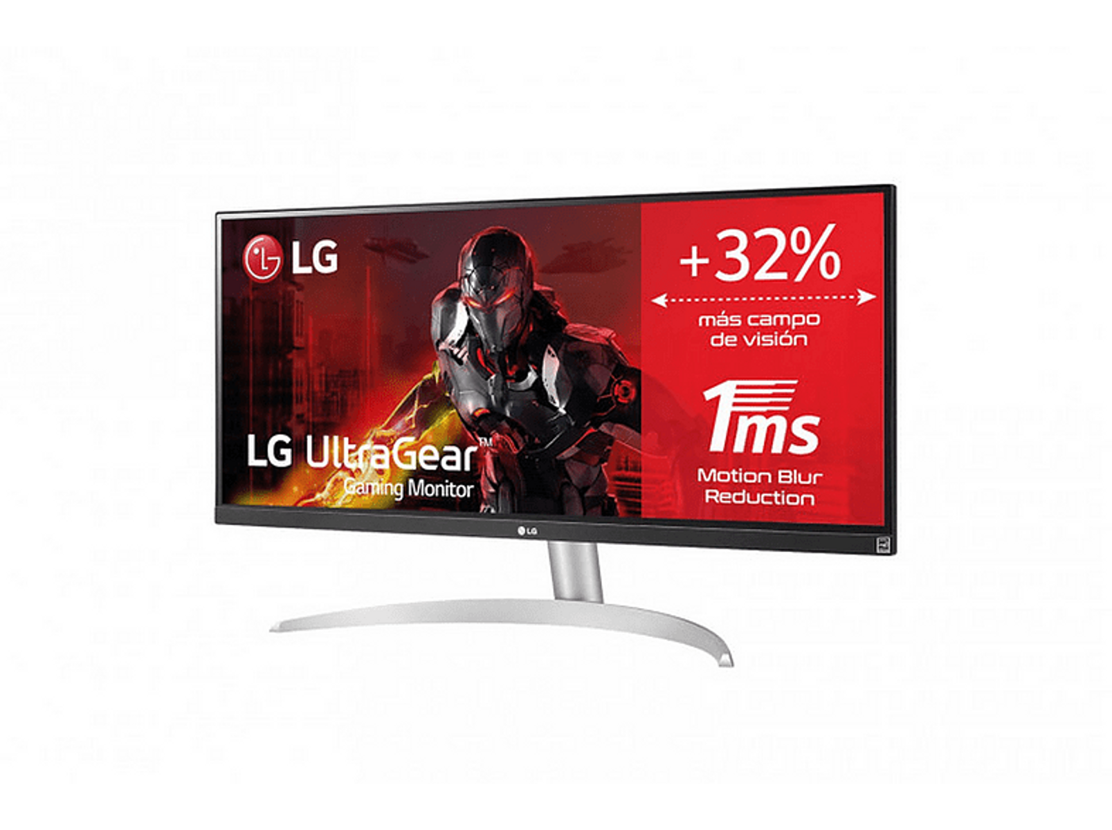 LG UltraGear Gaming-Monitor. Zeigt eine Spielszene mit Text auf dem Bildschirm.