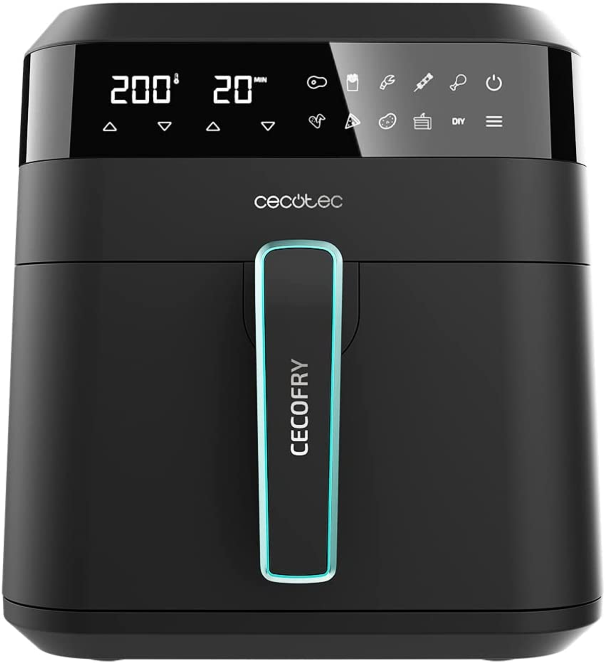 Freidora de aire - Cecofry Experience 6000. 6L, sin Aceite, Panel de Control Táctil, 9 Modos, Temporizador CECOTEC, 1700 W, Negro