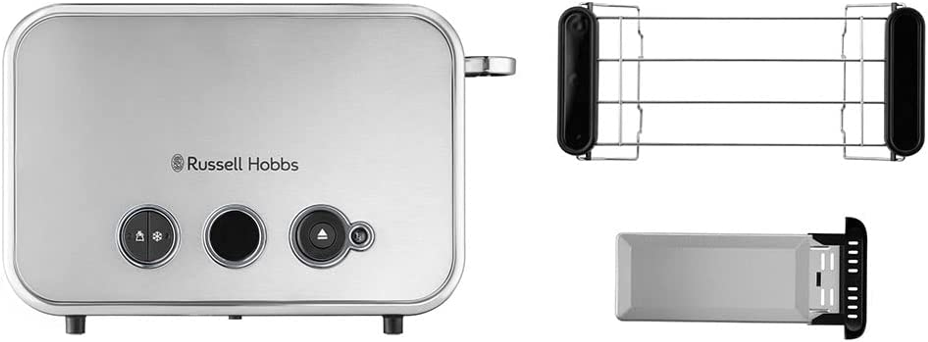 Edelstahl HOBBS Toaster (1600 Titanium 2) 26432-56 Titanium Watt, RUSSELL Distinctions Schlitze: