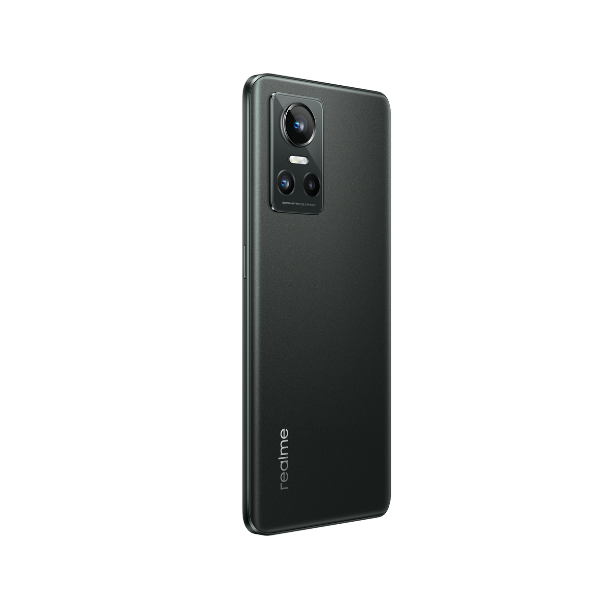 Schwarzes Realme-Telefon, Rückansicht.