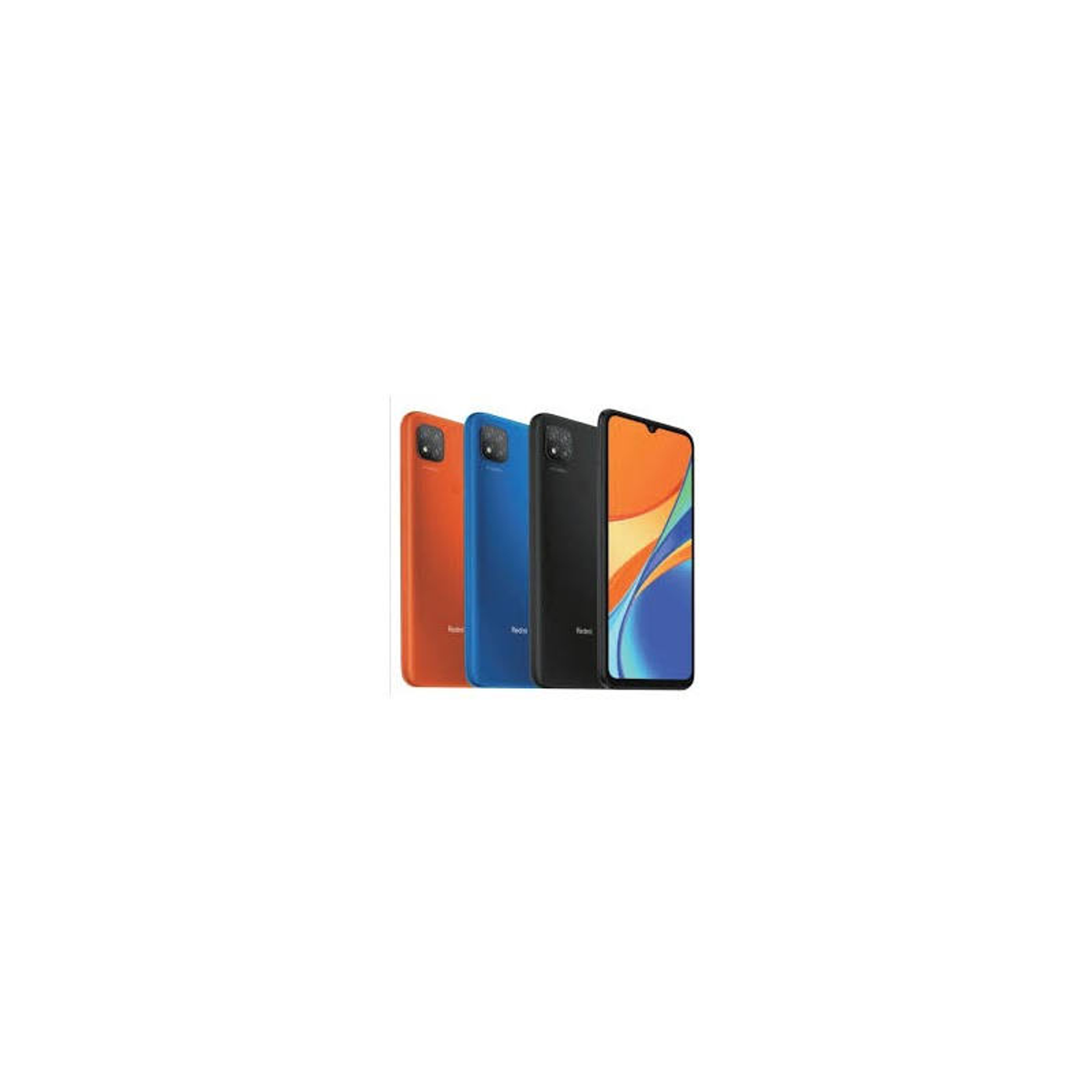 Vier farbenfrohe Telefone: orange, blau, schwarz und eines mit Display. Sie stehen nebeneinander.