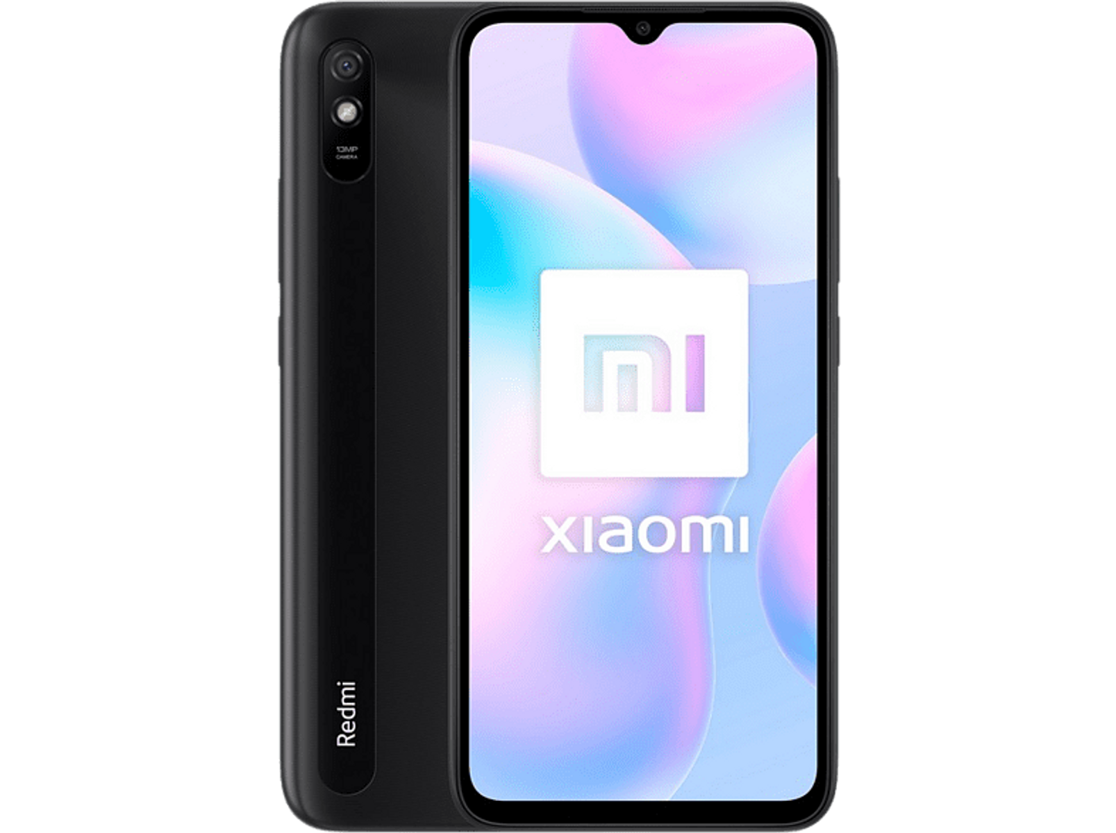 Telefono Xiaomi nero con schermo grande e logo Xiaomi bianco sul display.