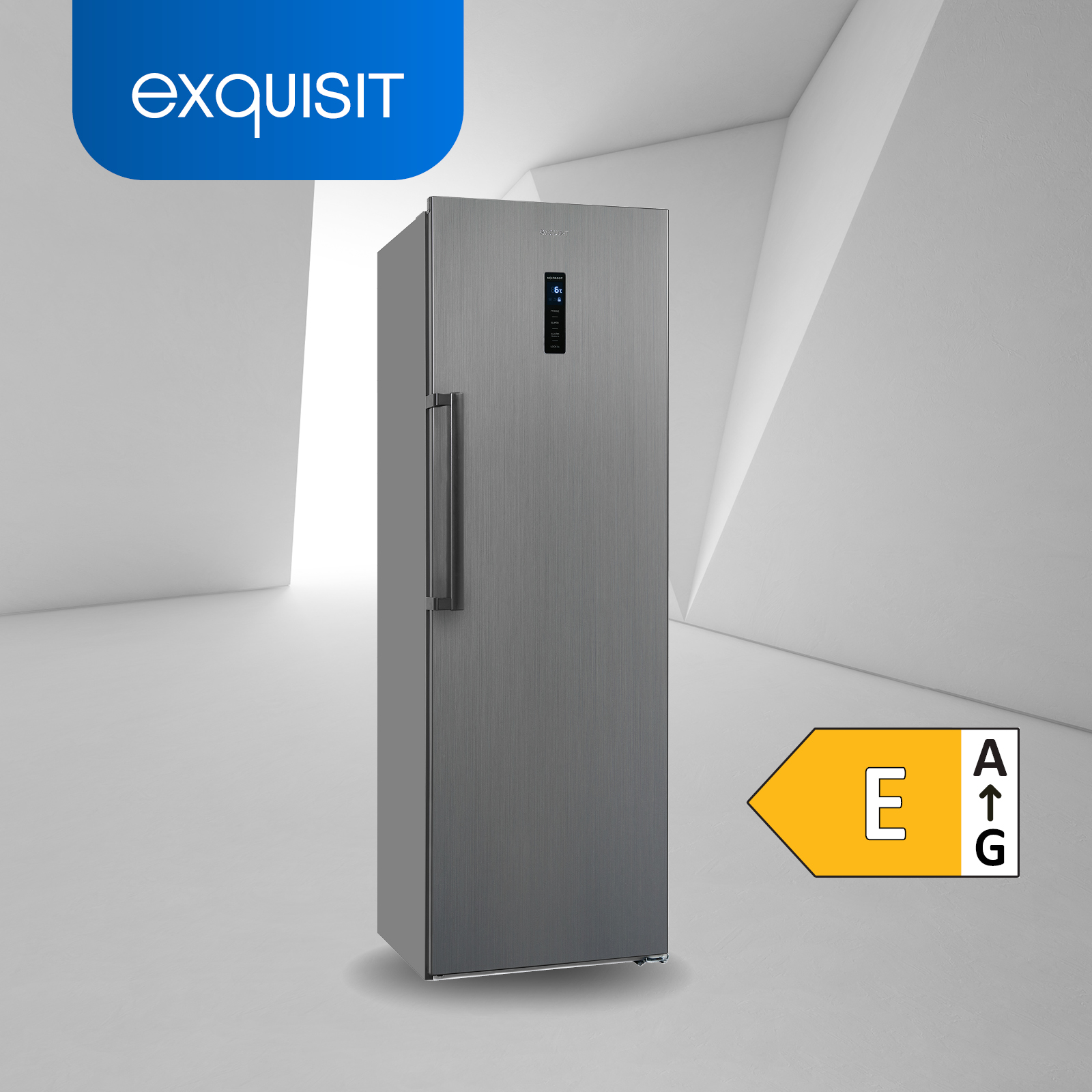 EXQUISIT KS360-V-HE-040E inoxlook-az (118,00 Edelstahloptik) E, 1850 kWh/Jahr, Kühlschrank mm hoch