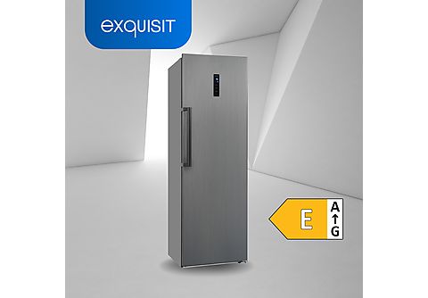 EXQUISIT KS360-V-HE-040E inoxlook-az Kühlschrank (118,00 kWh/Jahr, E, 1850  mm hoch, Edelstahloptik) | MediaMarkt