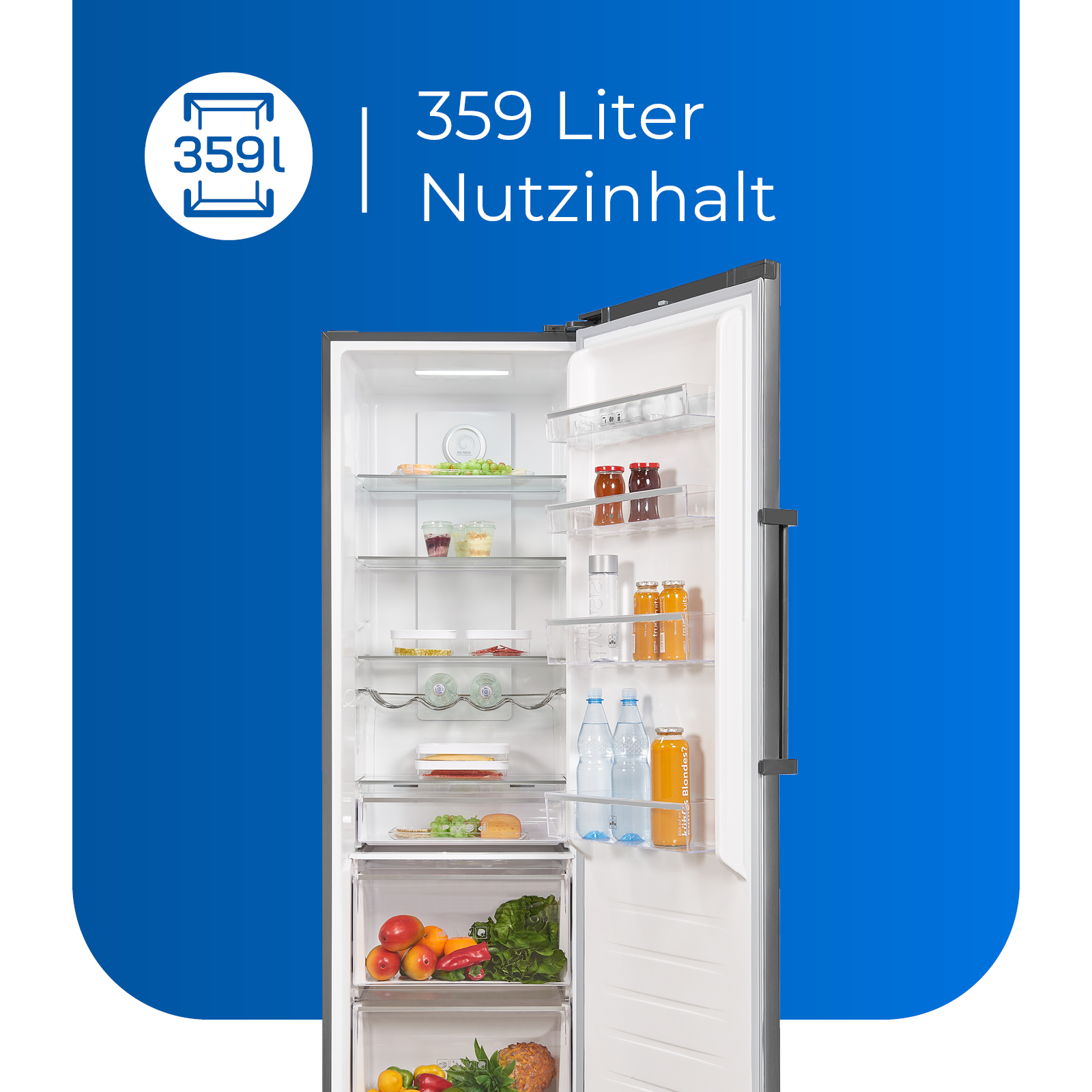 EXQUISIT KS360-V-HE-040E inoxlook-az Kühlschrank (118,00 mm E, 1850 Edelstahloptik) hoch, kWh/Jahr