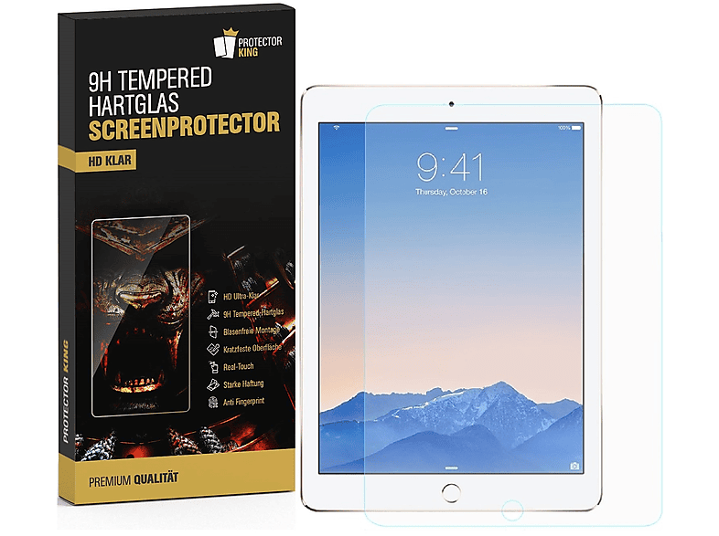Hartglas Air Apple iPad Displayschutzfolie(für HD 9.7) Schutzglas KLAR 2 9H 3x PROTECTORKING