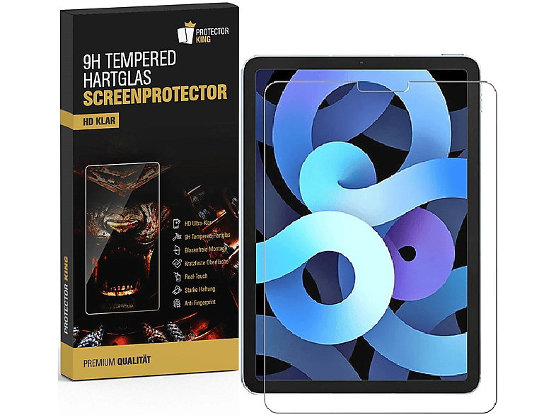 Air PROTECTORKING 4x (2020-2021-2022)) 9H Apple Schutzglas iPad HD KLAR Displayschutzfolie(für Hartglas 10.9