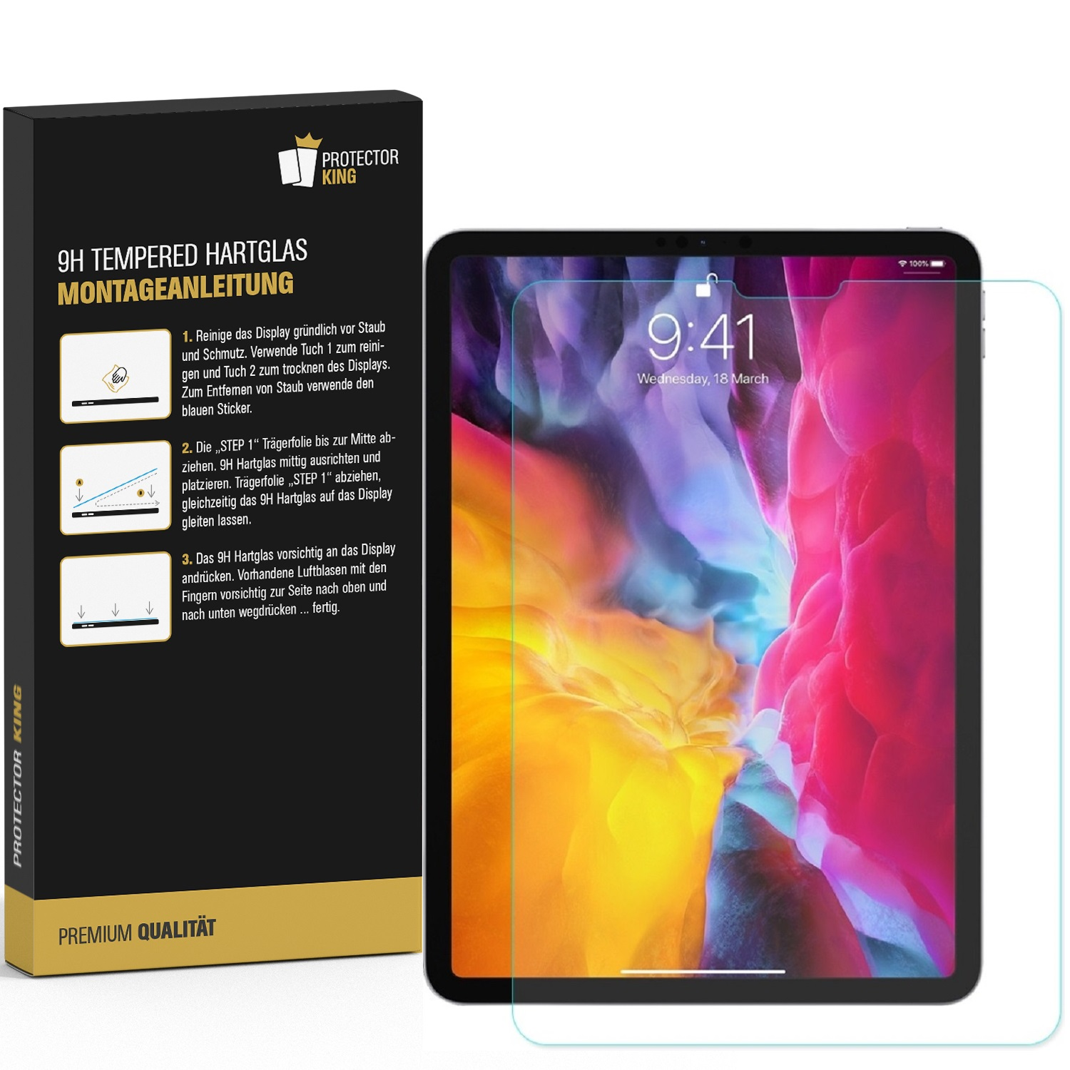 2021/ Hartglas iPad 2020/ Pro 9H 12.9 Apple Displayschutzfolie(für Schutzglas PROTECTORKING MATT 2022)) (2018/ 4x ENTSPIEGELT 2019/