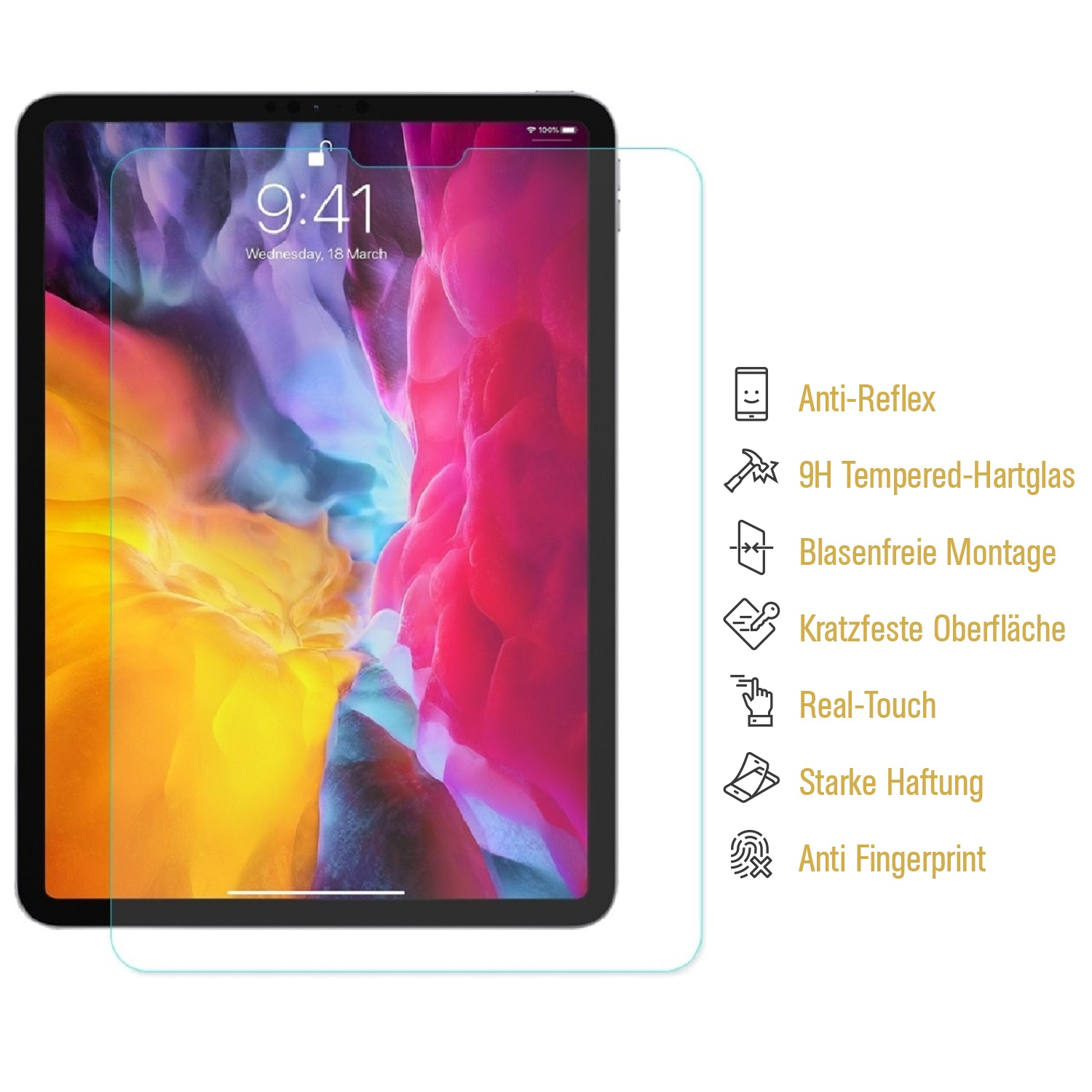 PROTECTORKING 4x 2019/ Hartglas 2022)) MATT 2020/ (2018/ 9H Pro Displayschutzfolie(für Schutzglas Apple iPad ENTSPIEGELT 12.9 2021