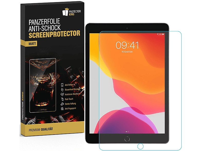 Generation)) Panzerfolie ANTI-REFLEX (8 10.2 Apple ENTSPIEGELT iPad PROTECTORKING 4x Schutzfolie Displayschutzfolie(für