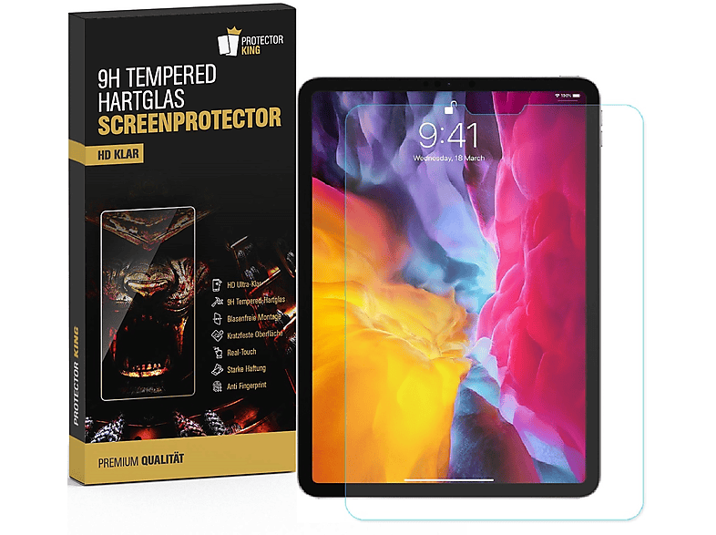 PROTECTORKING 4x 9H Hartglas Schutzglas iPad KLAR HD 11 Pro (2018-2019-2020-2021-2022)) Displayschutzfolie(für 10.9 Apple