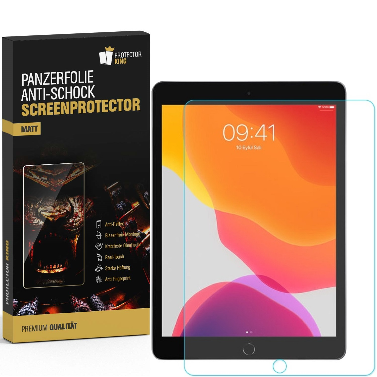 ANTI-REFLEX Schutzfolie Displayschutzfolie(für Generation)) ENTSPIEGELT 1x 10.2 Panzerfolie Apple (8 PROTECTORKING iPad