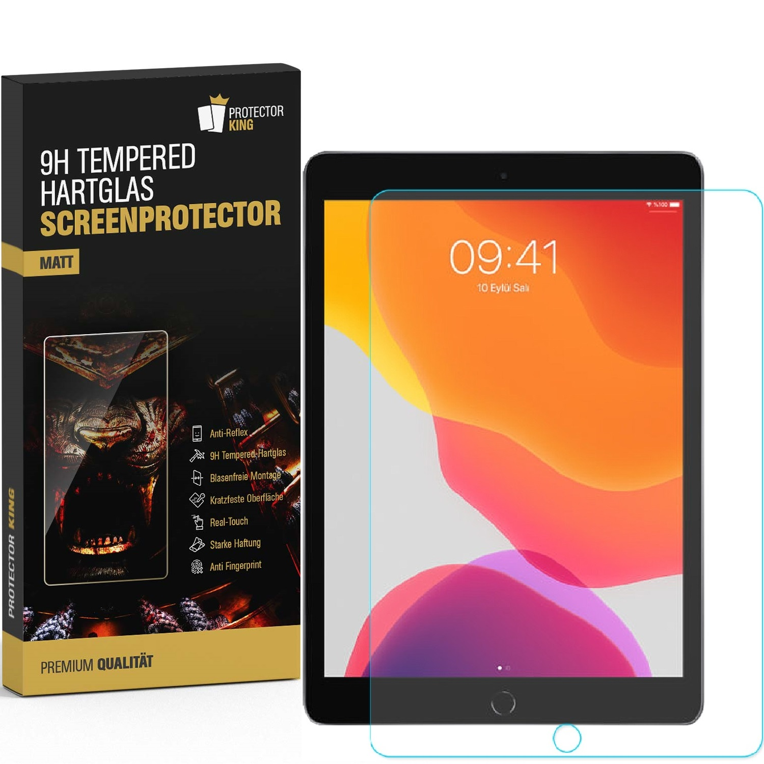 Hartglas iPad 2021)) 10.2(7. 2019/ MATT Displayschutzfolie(für Schutzglas Generation Apple 2020/ Generation PROTECTORKING ENTSPIEGELT 9H 8. 9. 4x Generation