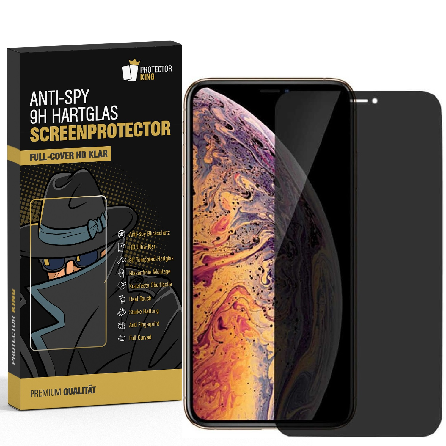 PROTECTORKING 2x iPhone COVER FULL Apple 9H Apple ANTI-SPY 12 Displayschutzfolie(für Schutzglas Privacy Mini)