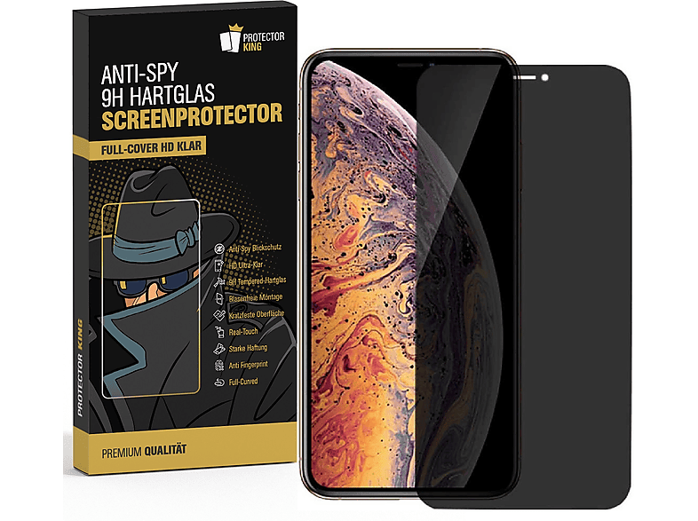 PROTECTORKING 2x FULL COVER 9H Schutzglas ANTI-SPY Privacy Displayschutzfolie(für Apple iPhone 12 Pro Max)