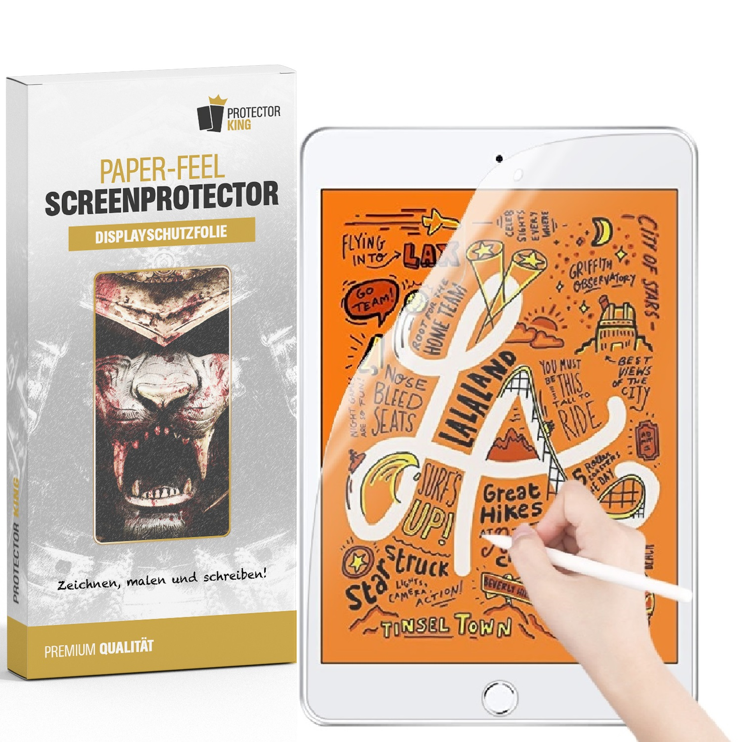 PROTECTORKING 2x Paperfeel Schreiben malen Mini oder skizzieren Apple 4) iPad Displayschutzfolie(für