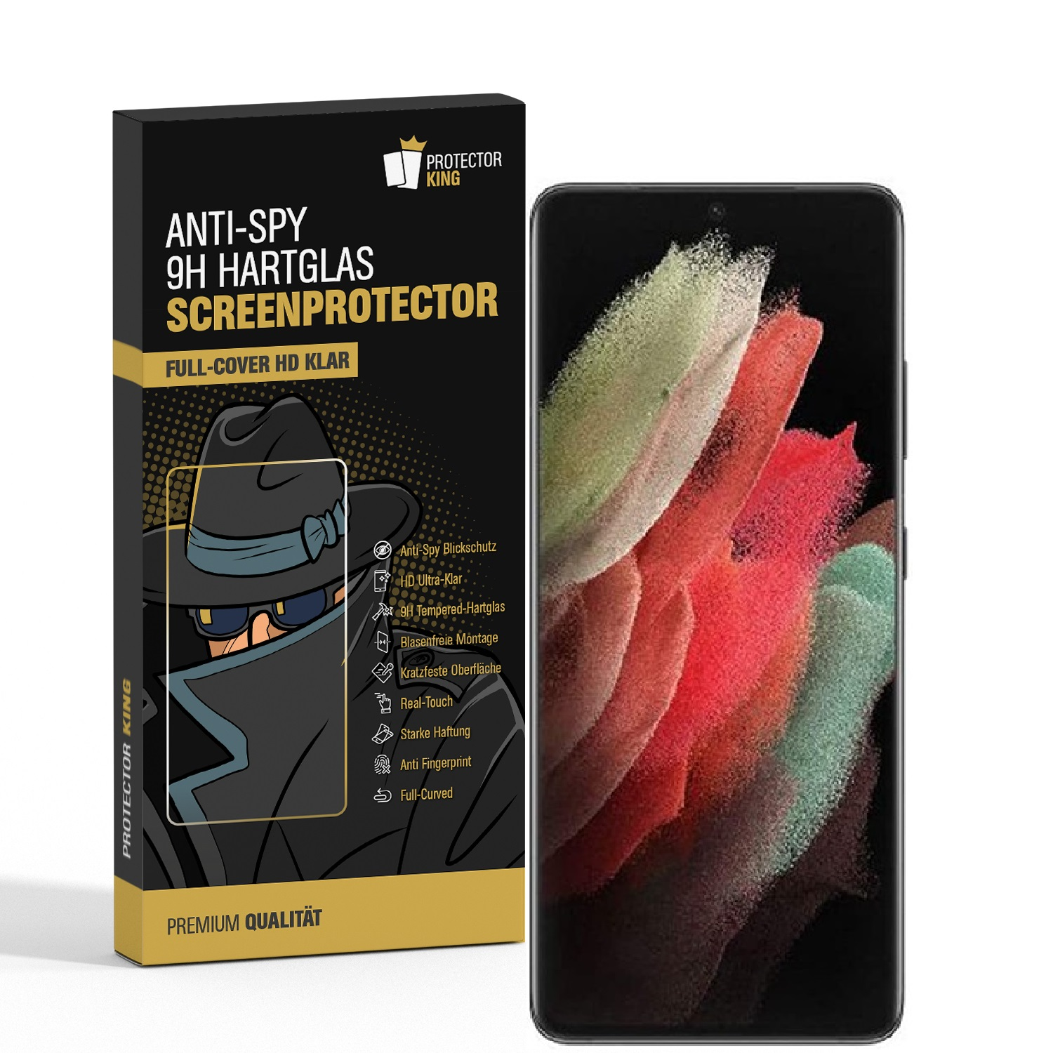 PROTECTORKING 2x 9H Panzerglas Hartglas S23) Displayschutzfolie(für Schutzglas ANTI-SPY Galaxy Samsung