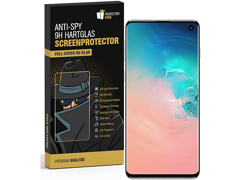 PROTECTORKING 2x FULL CURVED 9H Displayschutzfolie(für Hartglas ANTI-SPY Schutzglas Samsung S10) Galaxy