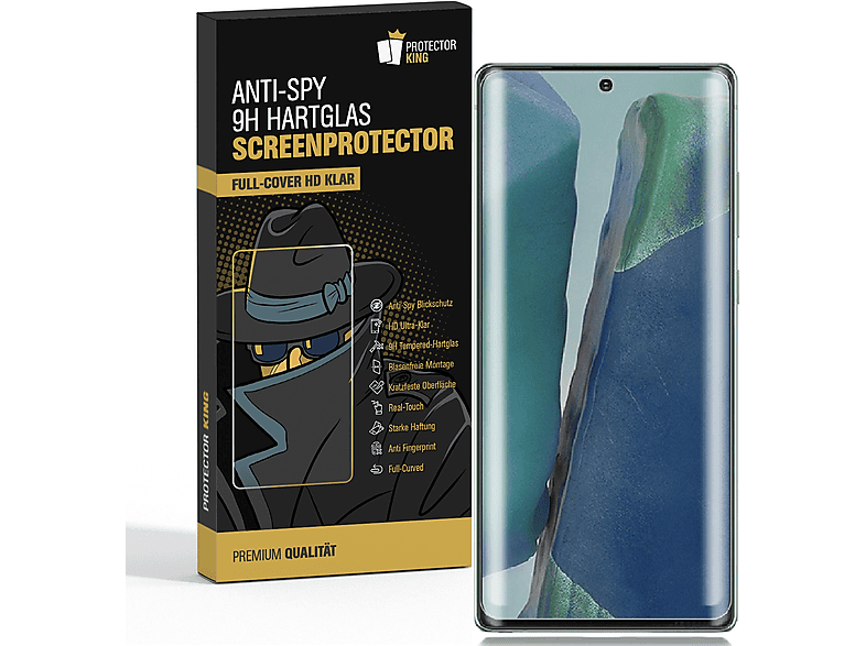 PROTECTORKING 2x FULL CURVED 9H Hartglas Schutzglas ANTI-SPY Displayschutzfolie(für Samsung Galaxy Note 20)