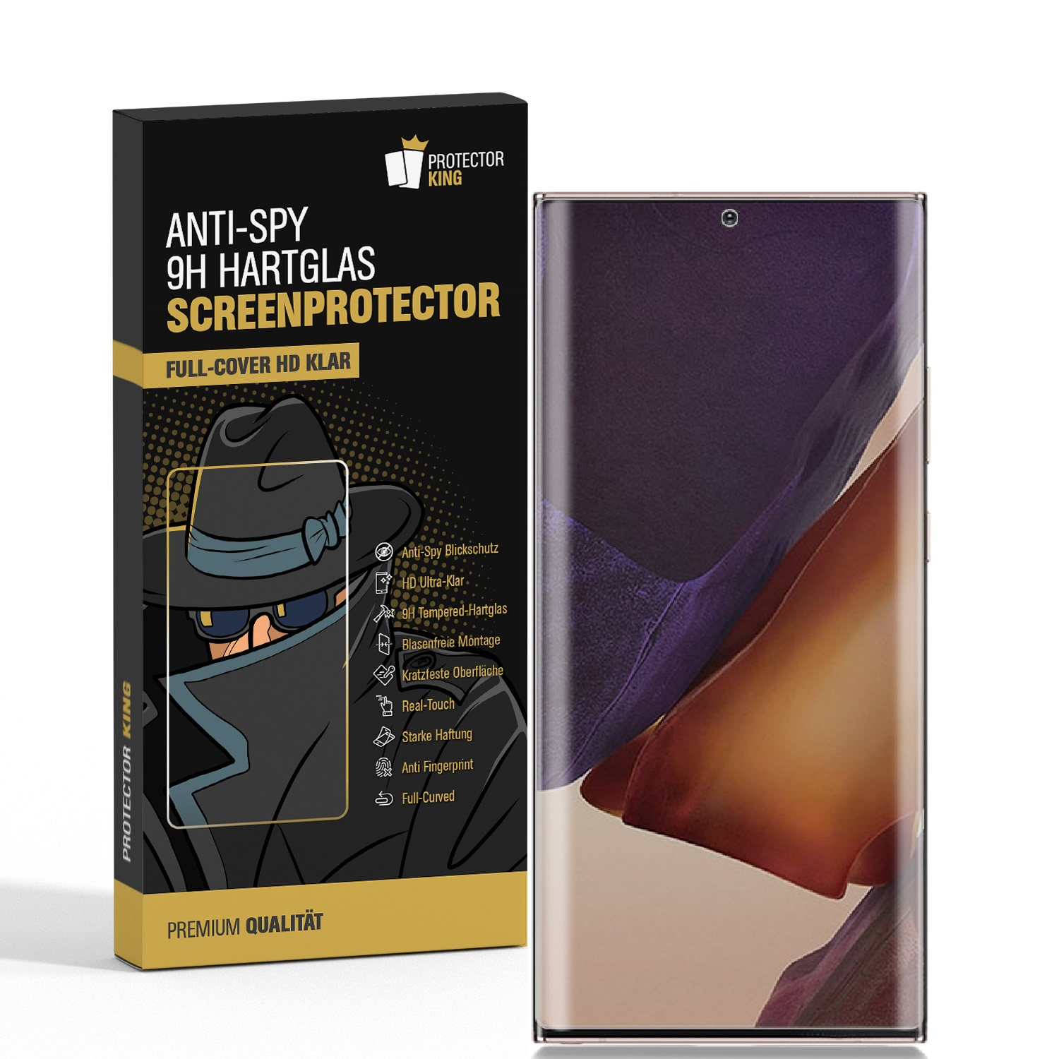 Schutzglas CURVED FULL ANTI-SPY 20 PROTECTORKING 2x Hartglas Ultra) Galaxy Note 9H Displayschutzfolie(für Samsung