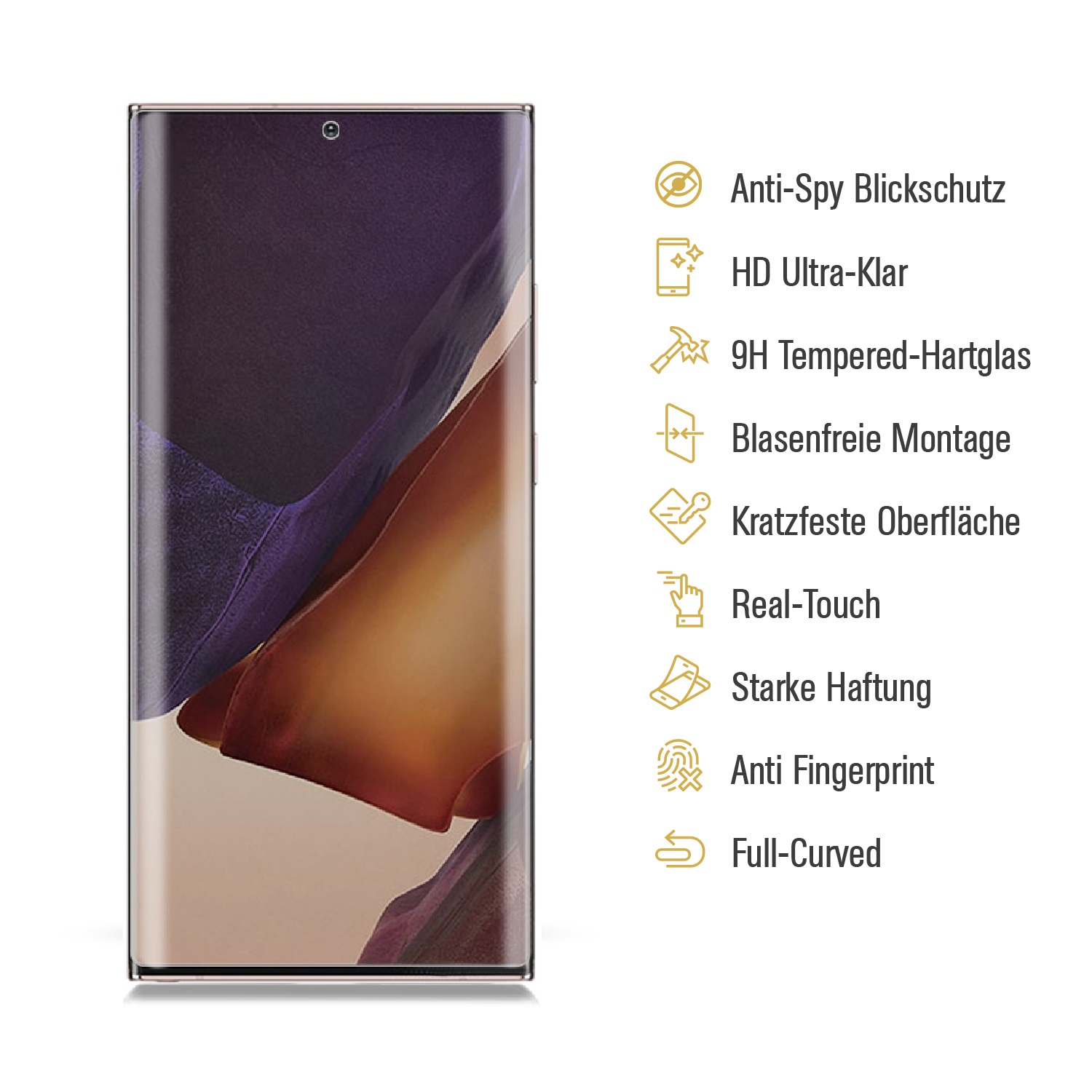 20 Galaxy Samsung FULL Note CURVED Hartglas PROTECTORKING 9H 2x ANTI-SPY Ultra) Schutzglas Displayschutzfolie(für