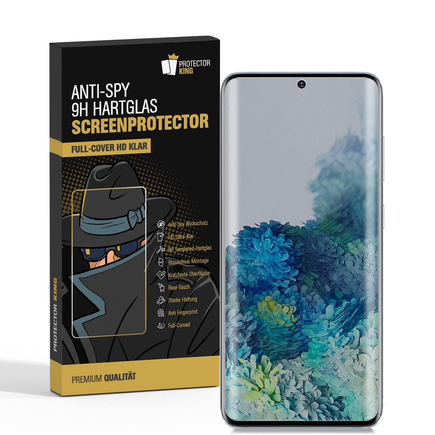 S20) FULL ANTI-SPY Schutzglas 9H PRIVACY Galaxy CURVED 1x Samsung Displayschutzfolie(für PROTECTORKING