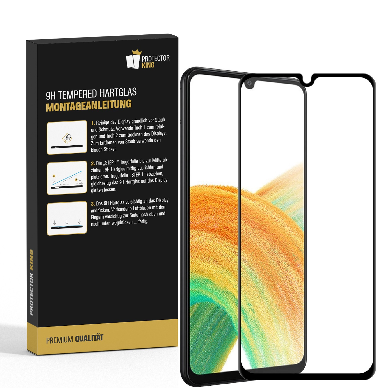PROTECTORKING 4x FULL COVER 9H Samsung Schutzglas HD KLAR Hartglas Displayschutzfolie(für A33 5G)