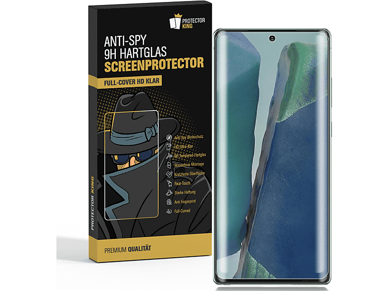 PROTECTORKING 1x FULL CURVED 9H Hartglas Schutzglas ANTI-SPY Displayschutzfolie(für Samsung Galaxy Note 20)