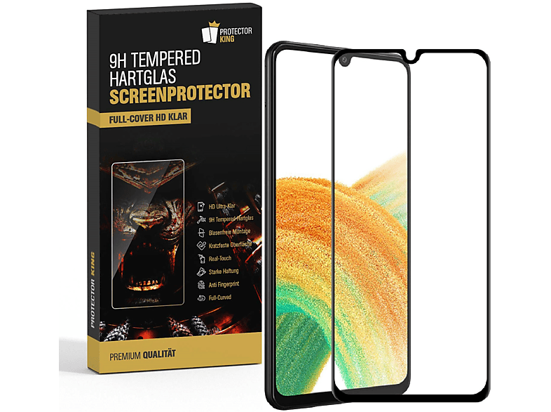PROTECTORKING 3x FULL COVER 9H Hartglas Schutzglas HD KLAR Displayschutzfolie(für Samsung A33 5G)