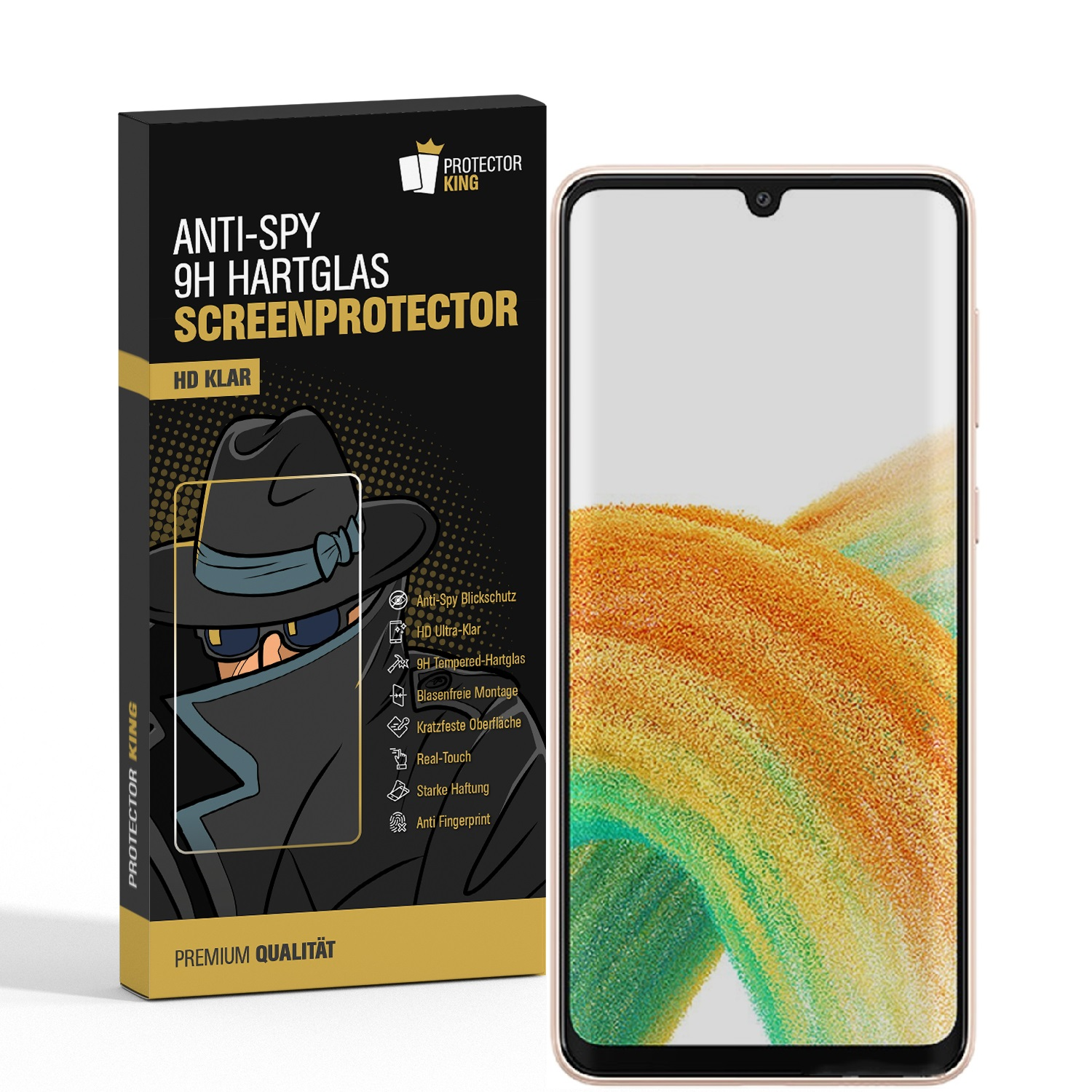PROTECTORKING 2x Hartglas ANTI-SPY PRIVACY Schutzglas 9H 5G) A33 Samsung Displayschutzfolie(für