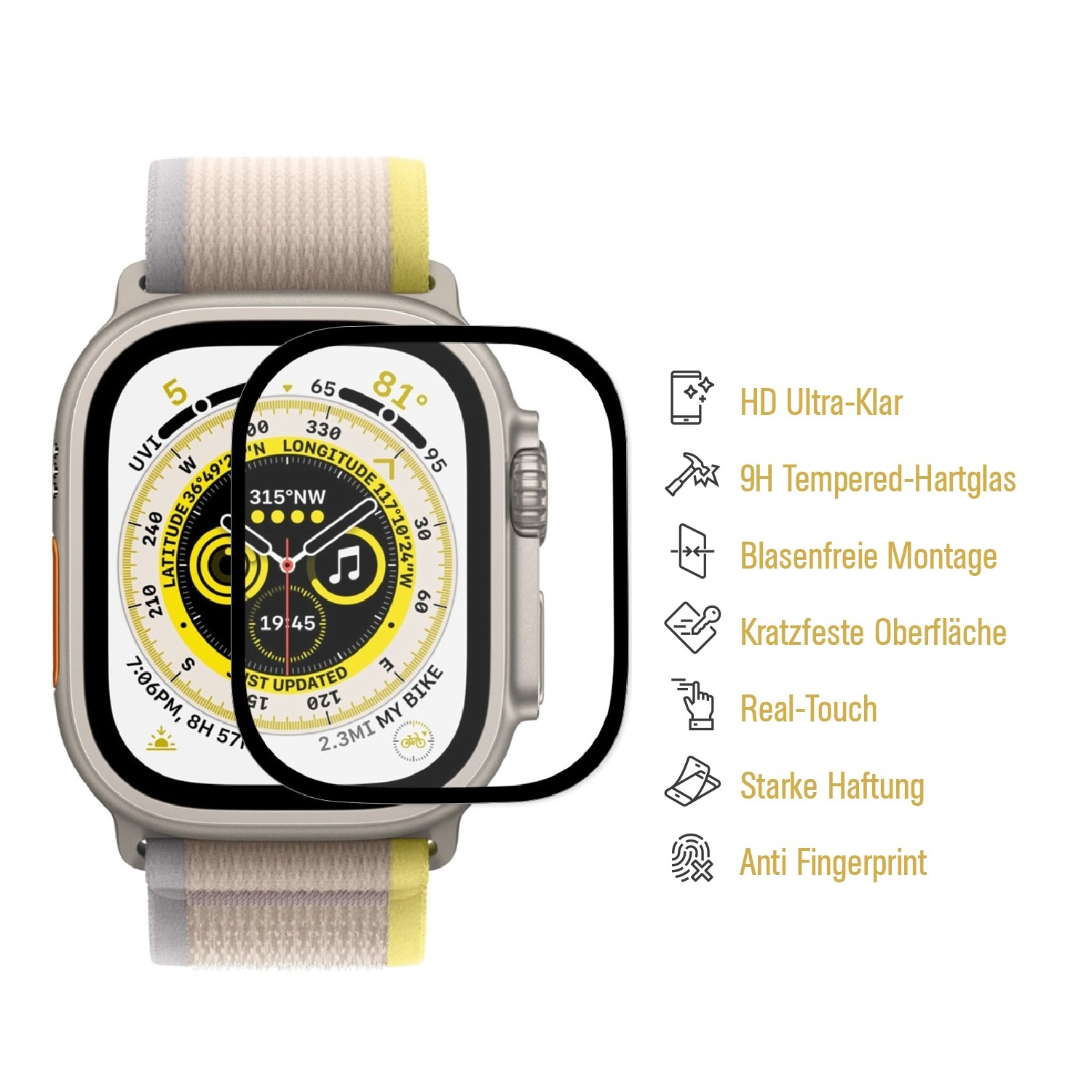 Hartglas Ultra Apple Tempered Displayschutzfolie(für 6x HD Schutzglas 49mm) KLAR Watch 9H Echtes PROTECTORKING